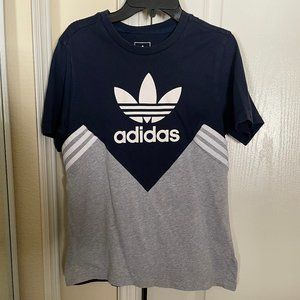 Adidas Boy's Logo Short Sleeve T-Shirt Blue/Gray Size L